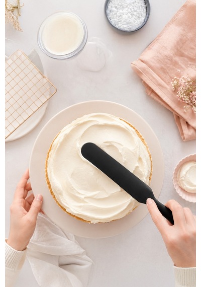 6'lı Siyah Silikon Mutfak Seti Yanmaz Yapışmaz Spatula Kaşık Fırça Pasta Hamur 20-27 cm