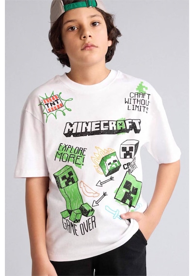 Defacto Mınecraft Oversıze Tişört Erkek Çocuk G8885a826smwt34 Beyaz-wt34