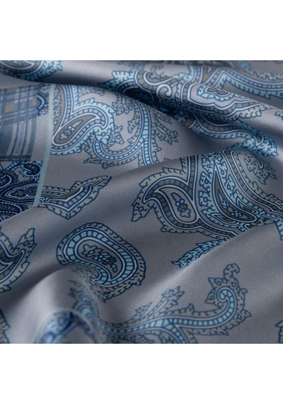 İpek Evi İpekevi Twill İpek Eşarp - Patchwork Desenli - Buz Mavisi