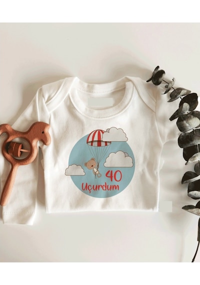 İmaj Tuğbababy Kırk Uçurdum Ayıcık Uzun Kol Çıtçıtlı Organik Bebek Body Beyaz