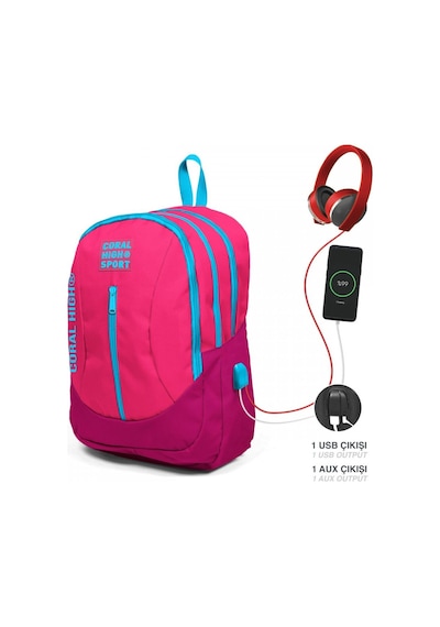 Coral Hıgh Sırt Çanta USB+AUX Soketli 23450