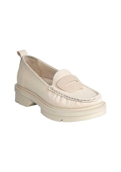 Mammamia D24ya-850 Kalın Taban Loafer Deri Kadın Ayakkabı Krem