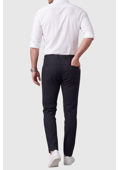 Rizzup Erkek Koyu Lacivert Slim Fit İpli Kumaş Pantolon Dar Kesim Esnek Smart Casual 2601100