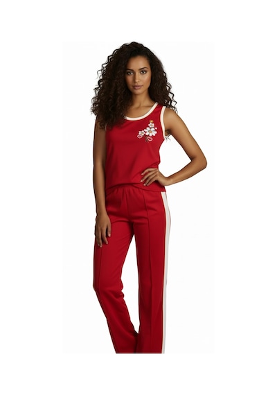 Senfoni Bayan Kolsuz Pijama Takımı 5324 Kırmızı