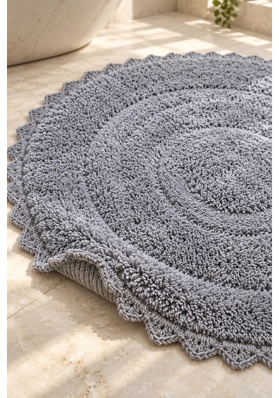 Alanur Bodrum Tufting Cotton Pamuklu El Işi Örgülü 90 X 90 Cm Paspas 110 gri