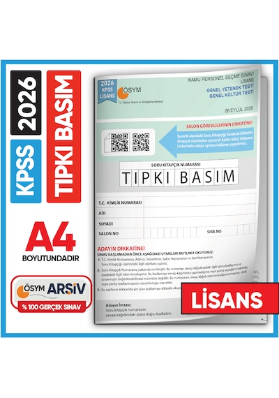 2026 Kpss Lisans Gy-gk Ösym Tıpkı Basım Çıkmış Soru Deneme Kitapçığı Çözümlü Türkiye Geneli Sınav