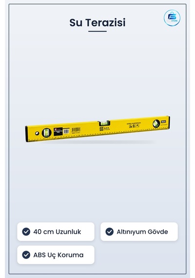 Su Terazisi 40 Cm Sarı Algüminyum Gövde Abs Uç Korumalı Hassas Se