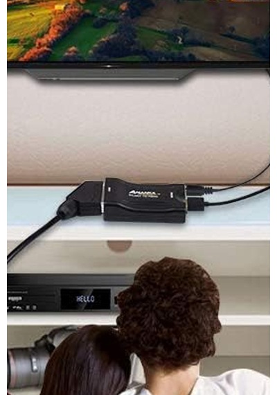 Scart Hdmı Dönüştürücü Scart'tan Hdmı'a Görüntü Çeviren Adaptör Aparat