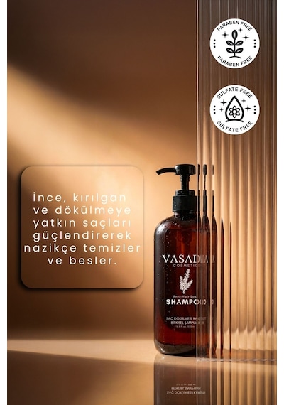 Vasada Biotin & Keratin İçerikli Saç Dökülmesi Karşıtı Sülfatsız Bitkisel Şampuan 500 ML