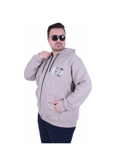 Starbattal Büyük Beden Kapüşonlu Sweat Double Face Sixty Three 25704 Bej Bej Starbattal Büyük Beden Kapüşonlu Sweat Double Face Sixty Three 25704 Bej Bej