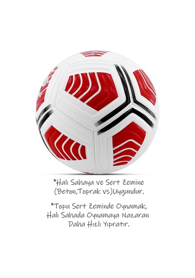 Futbol Topu Score Sert Zemin Halı Sahada Topu No:5 Kırmızı