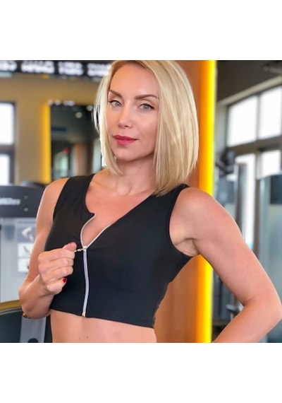 Lismina Fermuarlı Spor Büstiyer - Sporcu Sütyeni Siyah