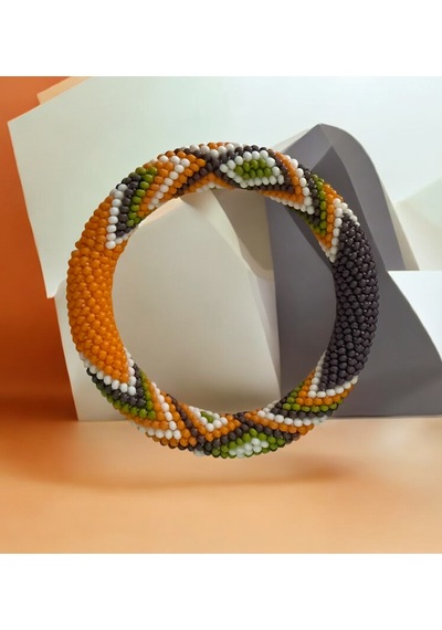 Chichibeads Bohelia Bohem Bileklik Turuncu Beyaz Yeşil