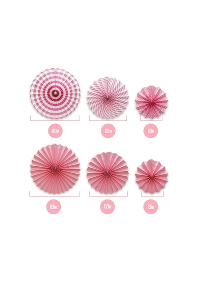 Kağıt Yelpaze Süs Pembe Set 6 Lı