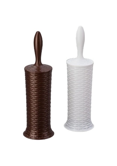 Beyaz Plastik Hasır Desenli Tuvalet Fırçası 000 Açık Krem