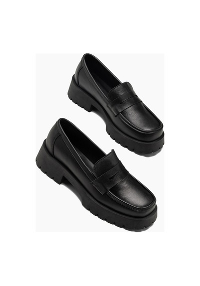 Vesper Siyah Kalın Tabanlı Hakiki Deri Loafer