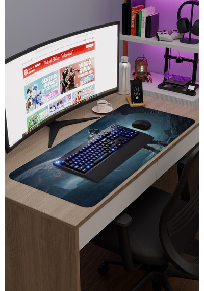 Mass Effect Kaymaz Dikişli Kauçuk Oyuncu Mousepad V3 - 90x40 Xxl Gaming Mouse Pad Fare Altlığı