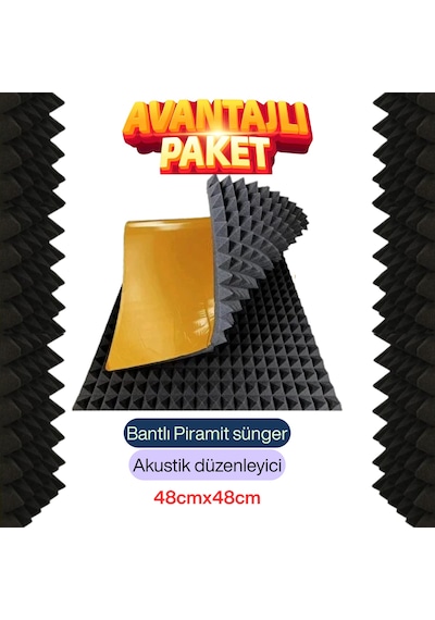 Yanmaz Akustik Ses Yalıtımı Piramit Sünger 4cm Ebat 48x48 20adet