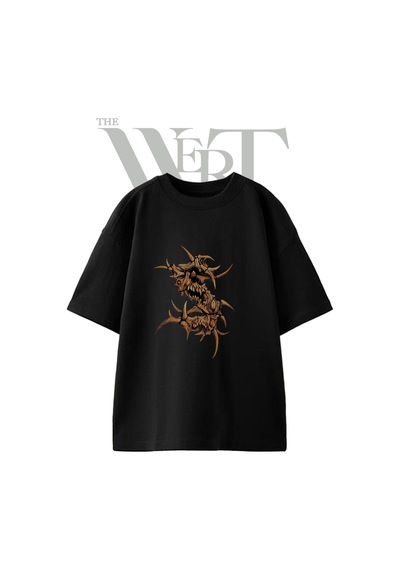Thewert Seytan Yaratik Tasarım Baskılı Ünisex Siyah Oversize T-shirt