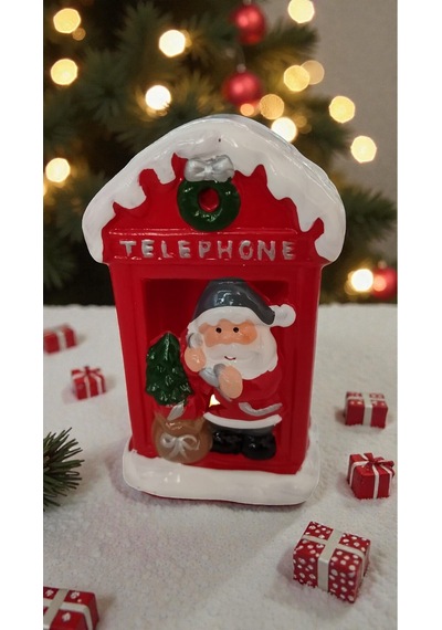 Yılbaşına Özel Işıklı Telephone Süs Dekor Aksesuar Biblo Ürün Boyutu:12cm 9cm