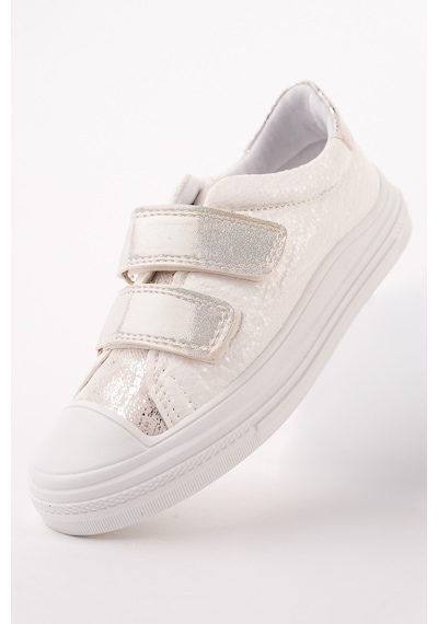 Muggo Oriella Kız Çocuk Cırt Cırtlı Simli Günlük Sneaker Spor Ayakkabı Beyaz