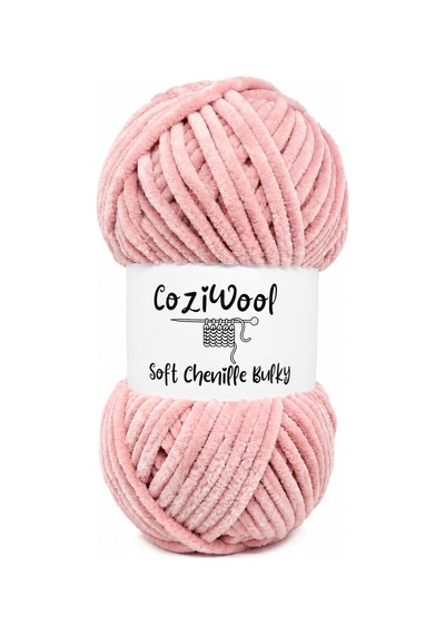 Kadife İp Soft Chenille Bulky 5'li Paket 5x100 Gr 120 Mt El Örgü İpi Pudra Pembe - 875823131