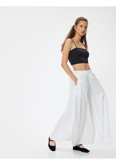 Koton Crop Atlet Basic İp Askılı Slim Fit Siyah 4sal30294ık Siyah