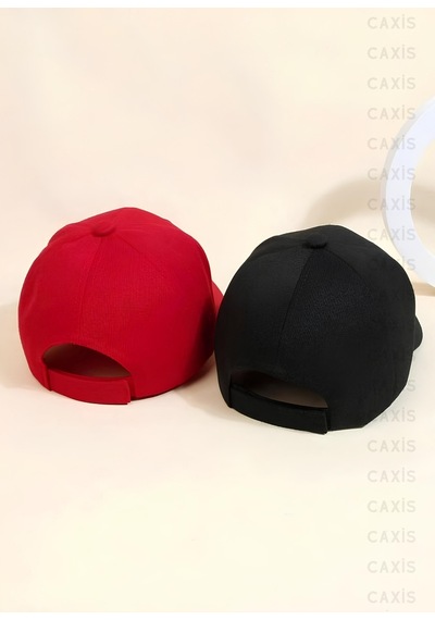 Caxis Spor Şapka Unisex 2 Adet Arkası Cırtlı Ayarlanabilir Kırmızı - Siyah
