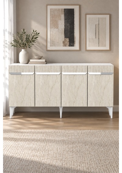 Ka1544bts Duma Konsol Beyaz-traverten-silver 150cm Beyaz - Traverten - Sılver Ka1544bts Duma Konsol Beyaz-traverten-silver 150cm Beyaz - Traverten - Sılver