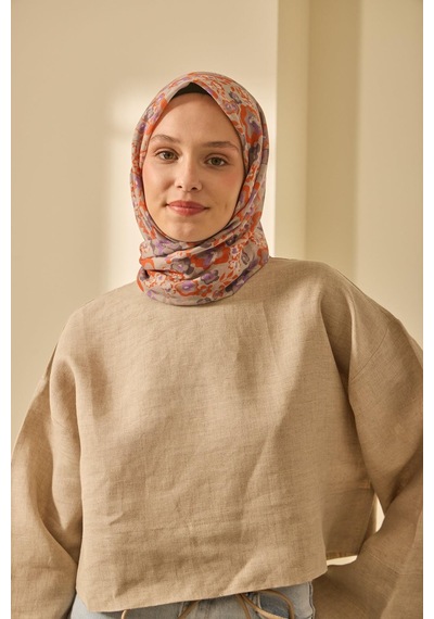 Silk Home Soft Eşarp 73090-13 Uruncu, Eflatun, Pastel Mor