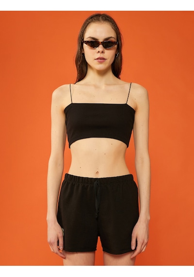 Koton Crop Atlet İnce Askılı Siyah 1yal38078ık