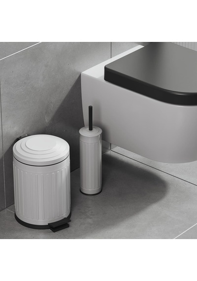 Midas Klozet Fırçası + Çöp Kovası 5 Lt -2 Parça Set, Mat Beyaz 35.22.89.01.04