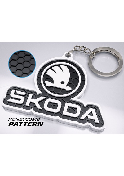 Markanıza Özel Petek Desenli Skoda Yazılı 3d Anahtarlık