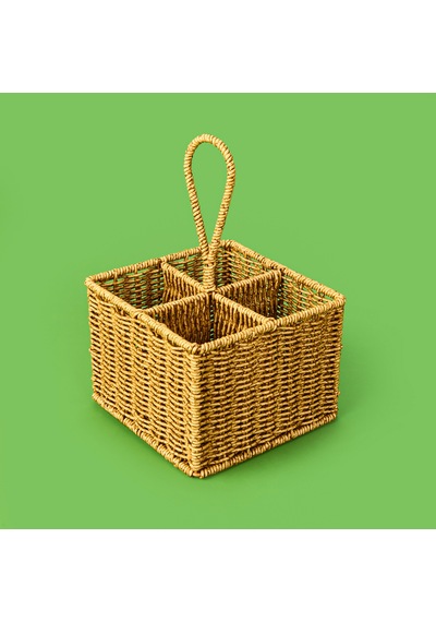 Hasır Dik Kaşıklık - Açık Kahverengi - 29x19x19 Cm Çok Renkli