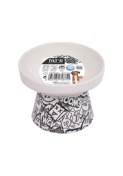 M-pets Urban Style Seramik Kedi Mama Ve Su Kabı Siyah Beyaz 250 Ml 12x12,5x9,5 Cm 244-51021.03