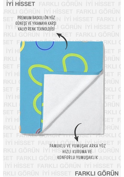 Renkli Çiçek Temalı Çocuk Plaj Havlusu - Eğlenceli Mavi Havuz Deniz Banyo Hızlı Kuruyan Sahil Örtüsü Sessiz Bahçe