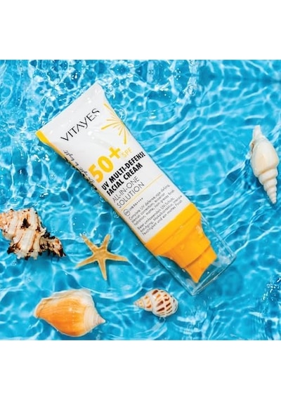Vıtayes Yüz Güneş Kremi Spf50 Çok Fonksiyonlu Yüksek Uv Koruma Yaşlanma Karşıtı Nemlendirme Cilt Bakımı, 50 Ml