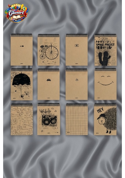 Üstten Spiralli 100 Yaprak Çizgili Orta Boy Sert Kapak Bloknot Defter Kraft Kağıt 16x23 Cm