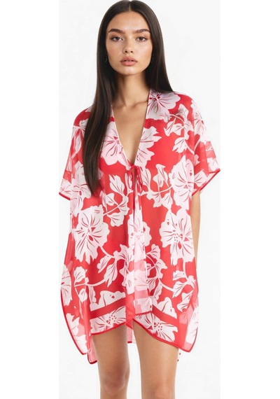 DeFacto Regular Fit Tropikal Desenli Şifon Plaj Kimono-Fall in Love E8221AX25SPRD117