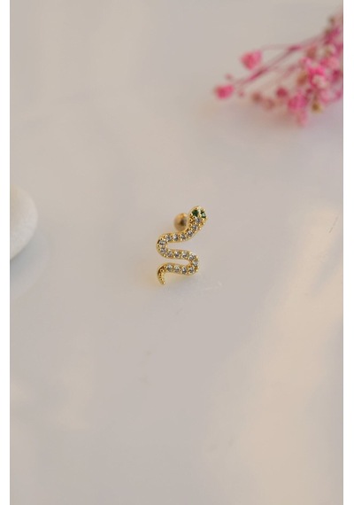 Yılan Model Piercing Helix Kıkırdak Küpesi Gold - 647581349 Gold
