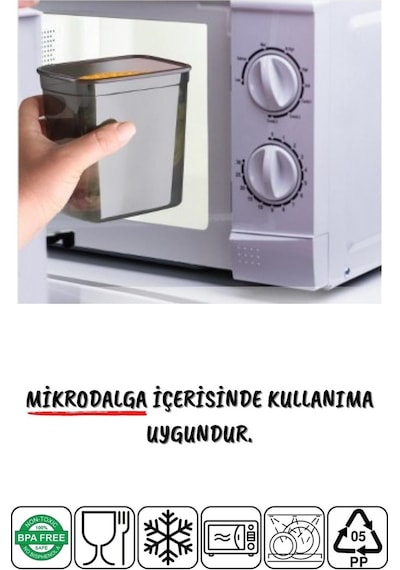 Nandy Home Jumbo Boy Dikdörtgen Saklama Kabı 2000 ML Antrasit 6 Adet Antrasit