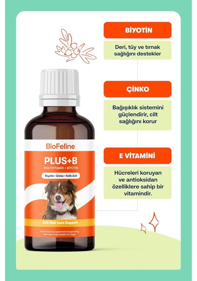 Tr Köpekler İçin Plus B Damla 50ml Ve Tüy Dökülmesini Engelleyici Biotinli Tüy Sağlığı Damlası