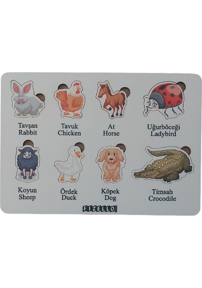 Hayvanlar Bul Tak Eğitici Öğretici Puzzle & Yapboz Bebek Çocuk Oyuncak