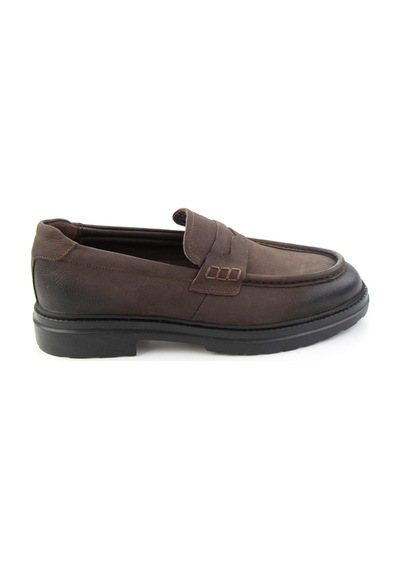 Bambi Kahve Nubuk Hakiki Deri Erkek Loafer Ayakkabı E01089009001