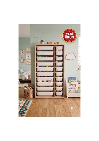 10 Adet Orta 10 Adet Küçük Boy Çekmeceli 136 Cm Safir Meşe Çocuk Odası Oyuncak Dolabı Ve Çok Amaçlı Saklama Ünitesi - Depolayıcı Düzenleyici Organizer 10 Adet Orta 10 Adet Küçük Boy Çekmeceli 136 Cm Safir Meşe Çocuk Odası Oyuncak Dolabı Ve Çok Amaçlı Saklama Ünitesi - Depolayıcı Düzenleyici Organizer