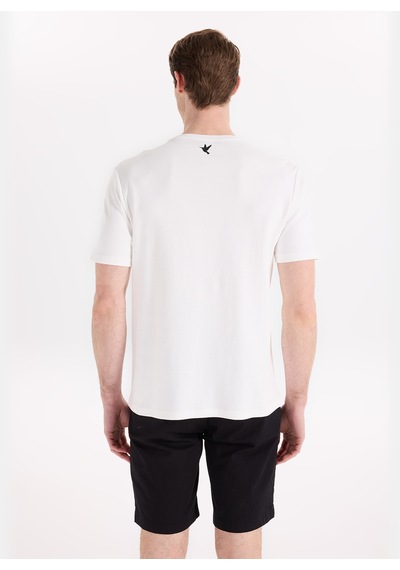 Fabrika Kırık Beyaz Erkek %100 Pamuk T-shirt F6sm-tst 2010