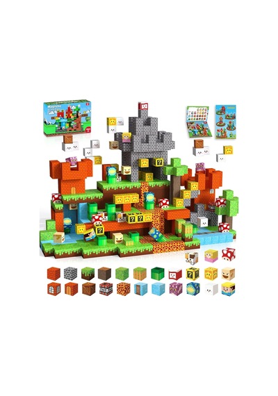 Manyetik Yapı Blokları Mario Adventure Teması 150 Parça, 3 Yaş Ve Üzeri Çocuklar İçin Eğitici Stem O