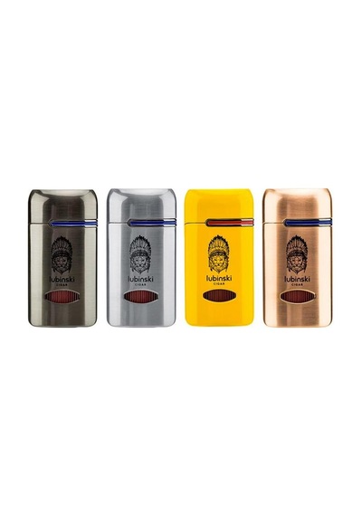 Lubinski Lion Kapaklı Delicili Tek Torch Puro Çakmağı Sarı Lb-192