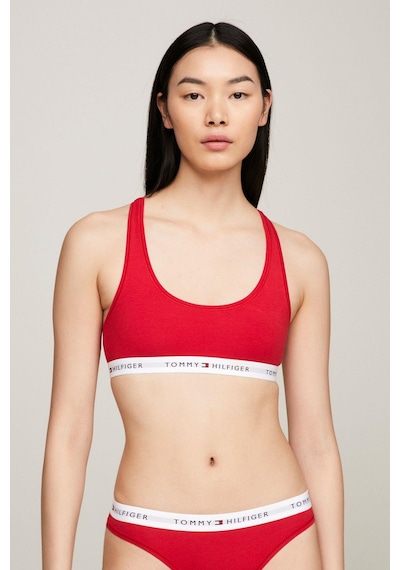 Tommy Hilfiger Kadın Marka Logolu Beyaz Elastik Bantlı Kırmızı Spor Sütyeni Uw0uw03820-xlg-7047 Kırmızı