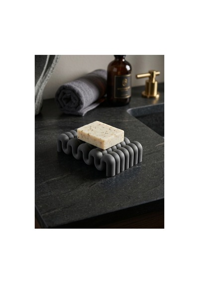 Buççin Online Mağaza Modern Dalga Tasarımlı Sabunluk Dekoratif Banyo Düzenleyici Plastik Gri Çok Renkli